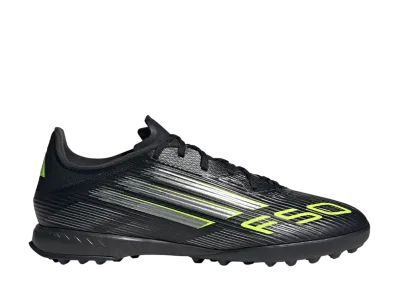 adidas F50 League Turf Cleats "Core Black/Iron Metallic/Lucid Lemon"