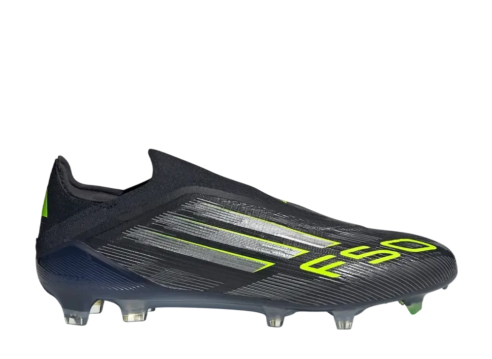 adidas F50 Elite Laceless FG Cleats "Core Black/Iron Metallic/Lucid Lemon"