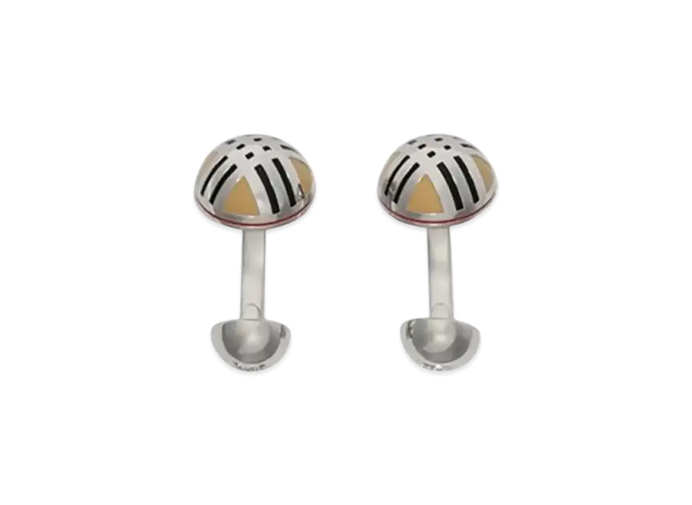 Burberry Enamel Check Cufflinks "Silver"