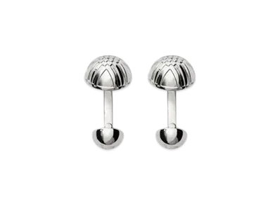 Burberry Engraved Check Cufflinks "Silver"