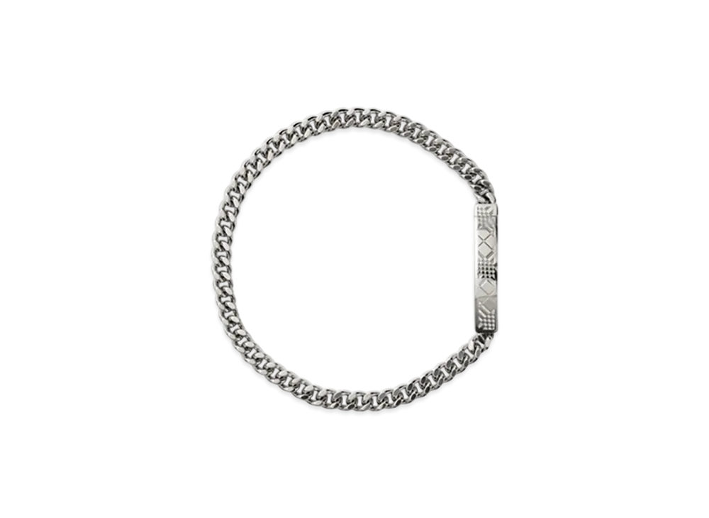 Burberry Engraved Check Chain Bracelet "Silver"