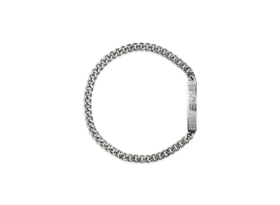 Burberry Engraved Check Chain Bracelet "Silver"