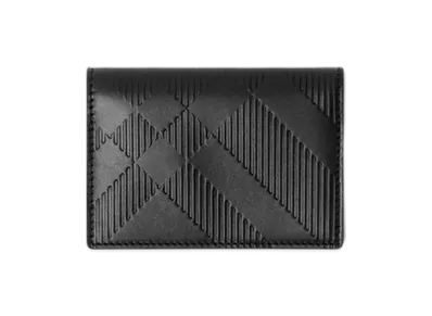 Burberry Embossed Check Bifold Card Case "Black"