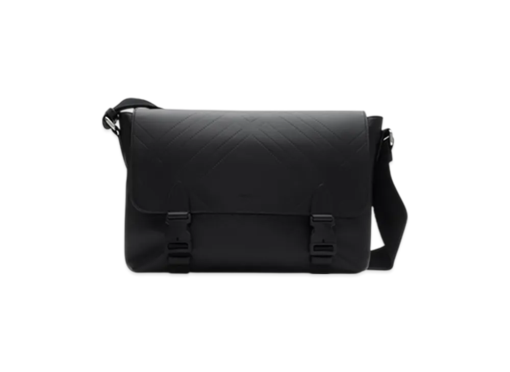 Burberry Embossed Check Buckle Messenger Bag "Black"