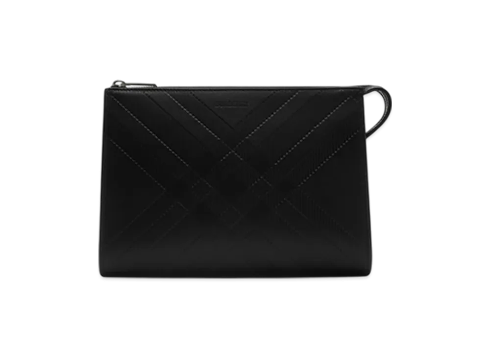 Burberry Embossed Check Pouch "Black"