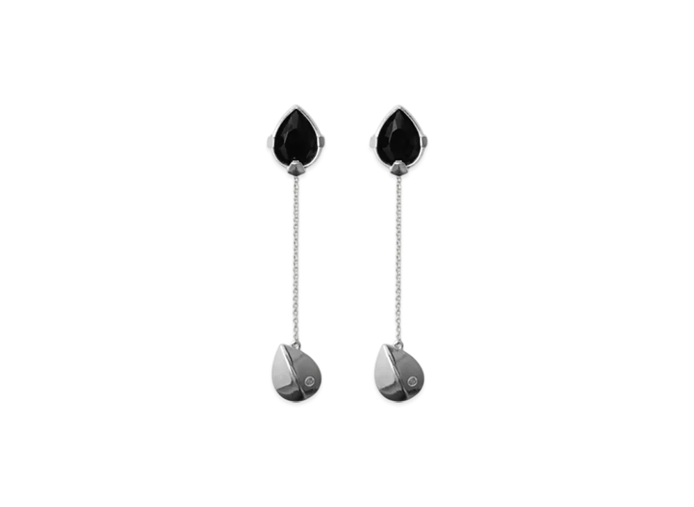 Burberry Onyx Shield Pendant Earrings "Silver/Black"