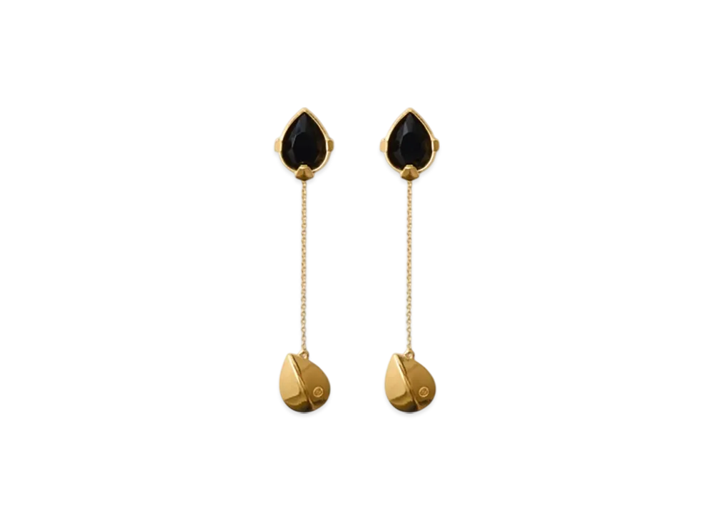 Burberry Onyx Shield Pendant Earrings "Gold/Black"