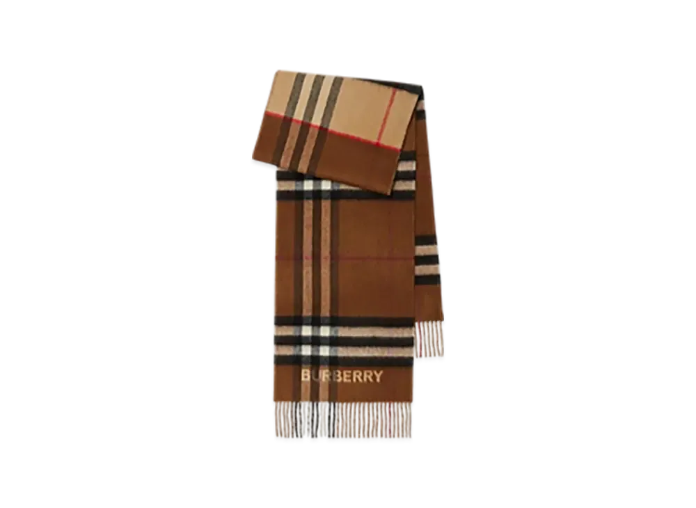 Burberry Contrast Check Cashmere Scarf "Archive Beige/Birch Brown"