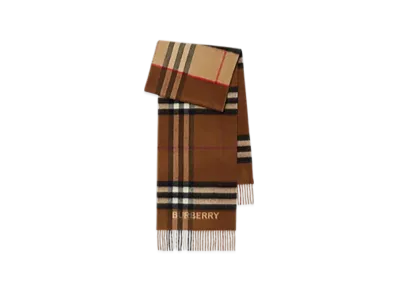 Burberry Contrast Check Cashmere Scarf "Archive Beige/Birch Brown"