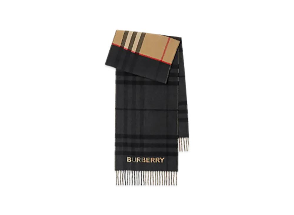 Burberry Contrast Check Cashmere Scarf "Archive Beige/Black"