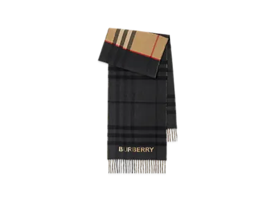 Burberry Contrast Check Cashmere Scarf "Archive Beige/Black"