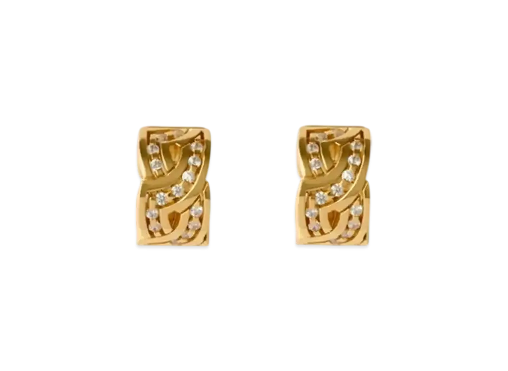 Burberry Shield Infinity Hoop Earrings "Gold/Clear"