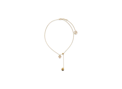 Burberry Shield Pendant Necklace "Gold/Clear"