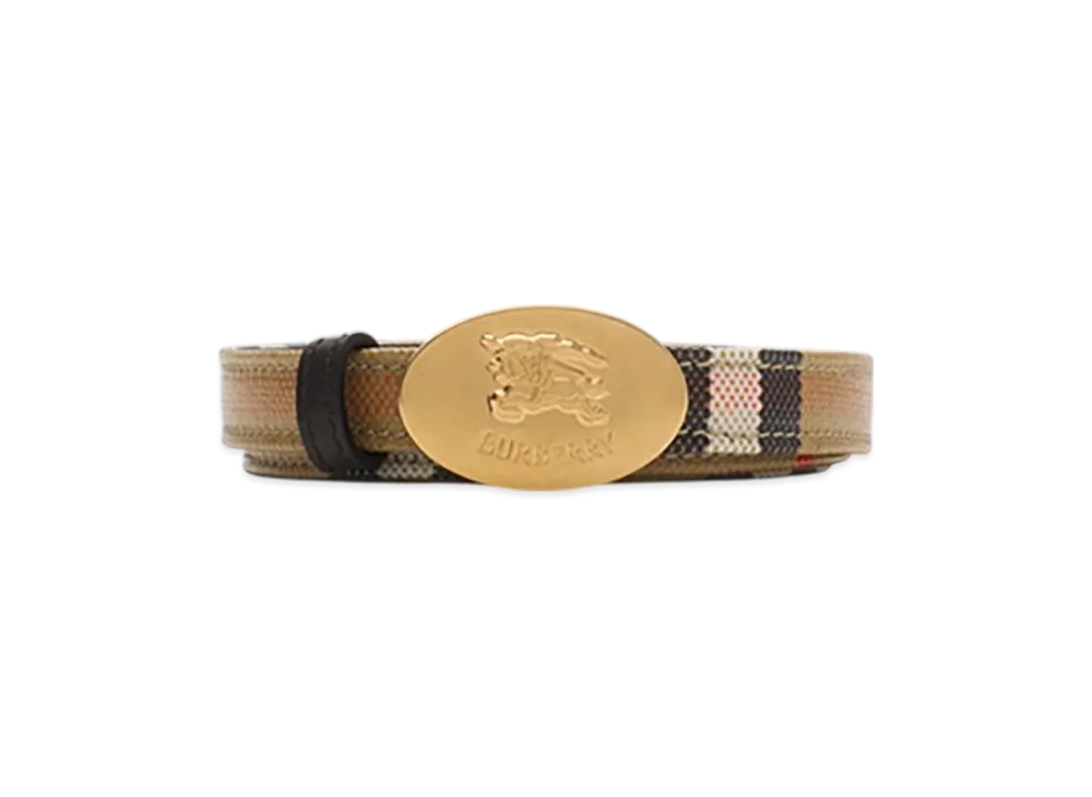 Burberry Thin Reversible Check Night Stamp Belt "Sand/Peat/Gold"