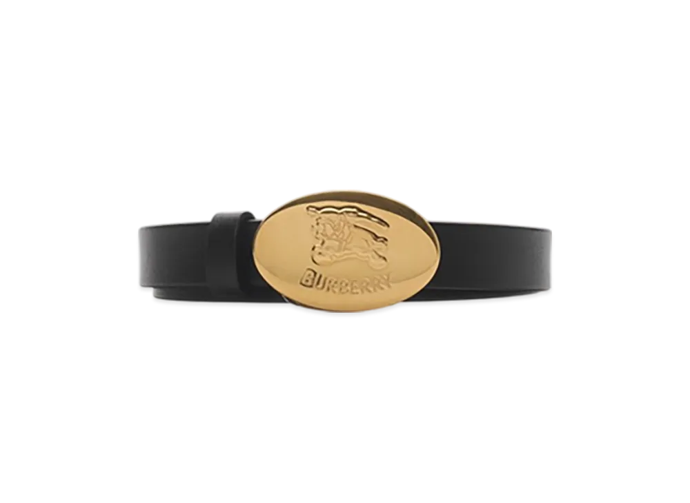Burberry Thin Reversible Leather Oval Night Stamp Belt "Black/Hazel"