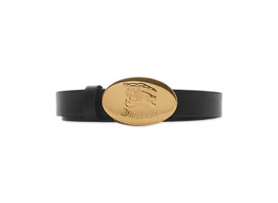 Burberry Thin Reversible Leather Oval Night Stamp Belt "Black/Hazel"
