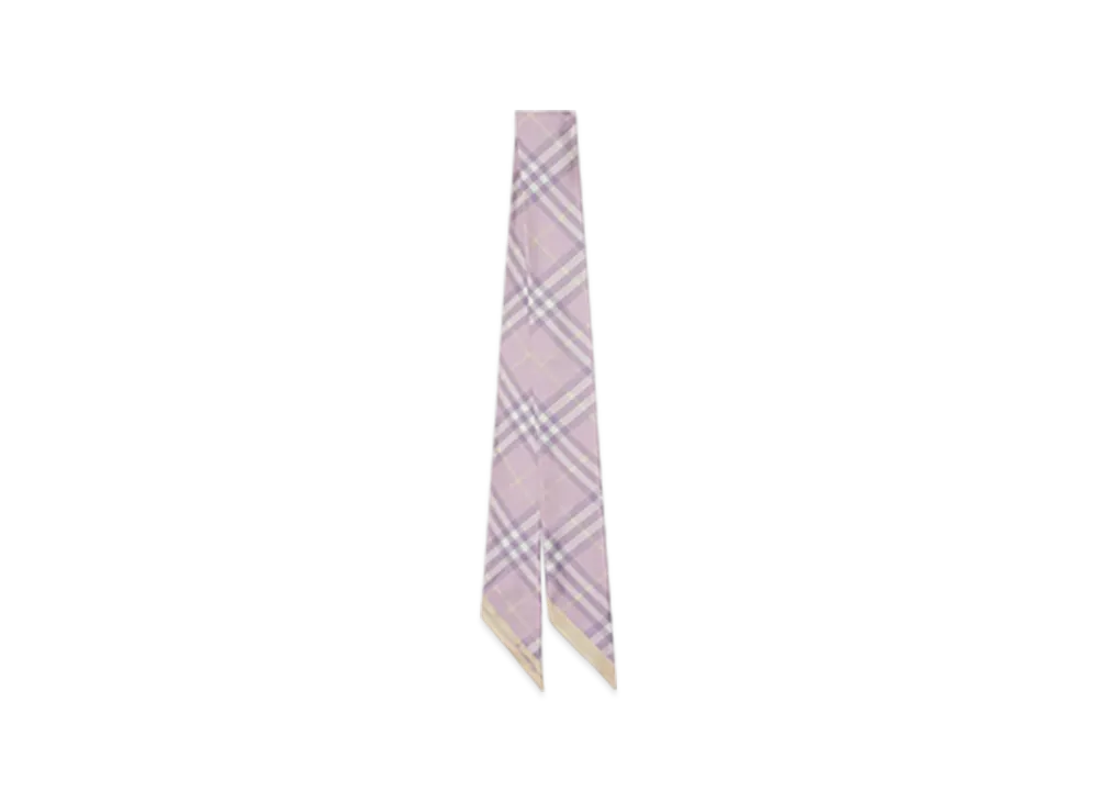 Burberry Skinny Contrast Check Silk Scarf "Dawn/Drizzle"