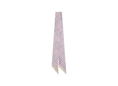 Burberry Skinny Contrast Check Silk Scarf "Dawn/Drizzle"
