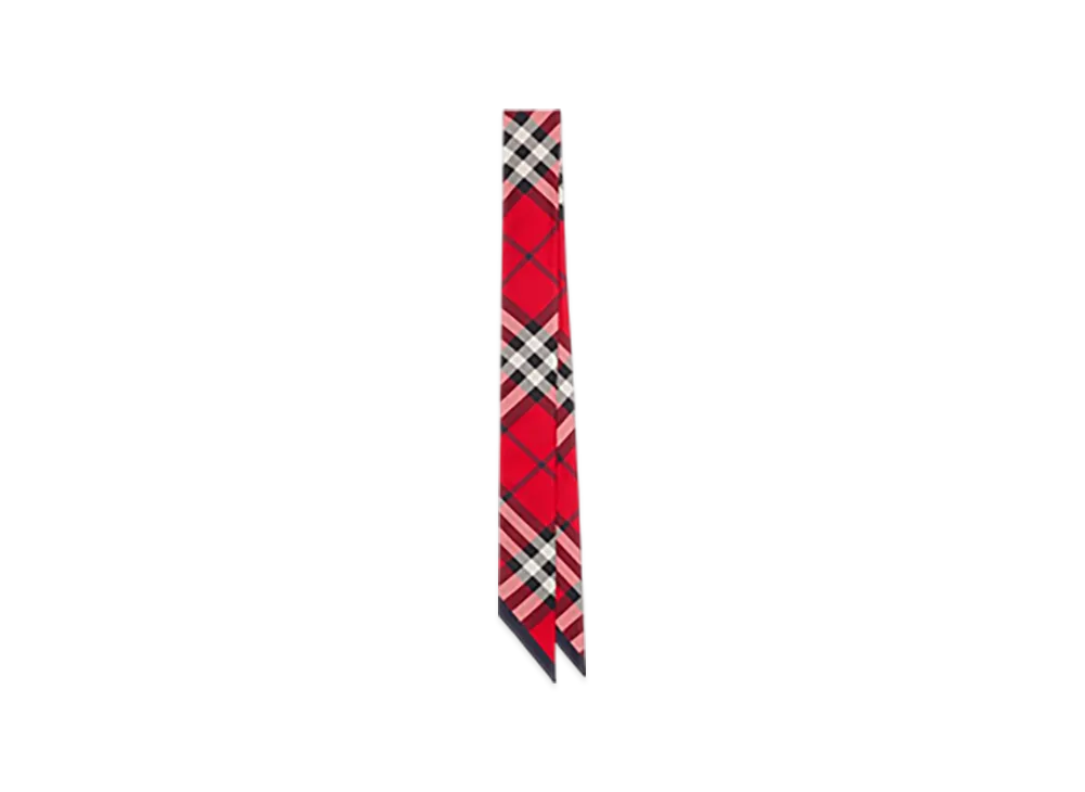 Burberry Skinny Check Silk Scarf "Scarlet"