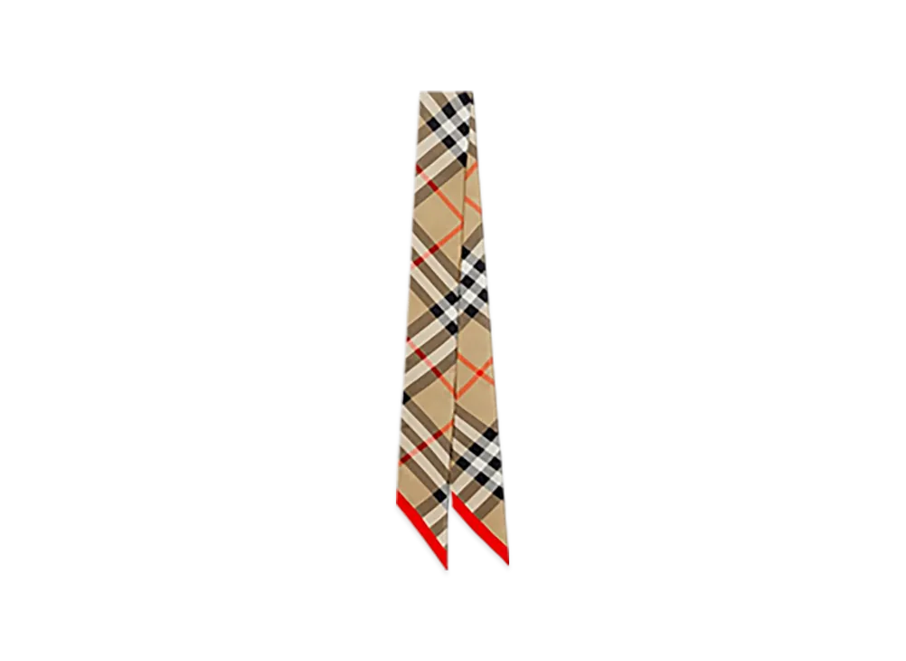 Burberry Skinny Check Silk Scarf "Sand"