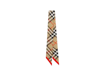 Burberry Skinny Check Silk Scarf "Sand"