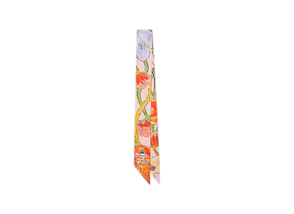 Burberry Skinny Highgrove Cascade Flower Silk Scarf "Light Pink"