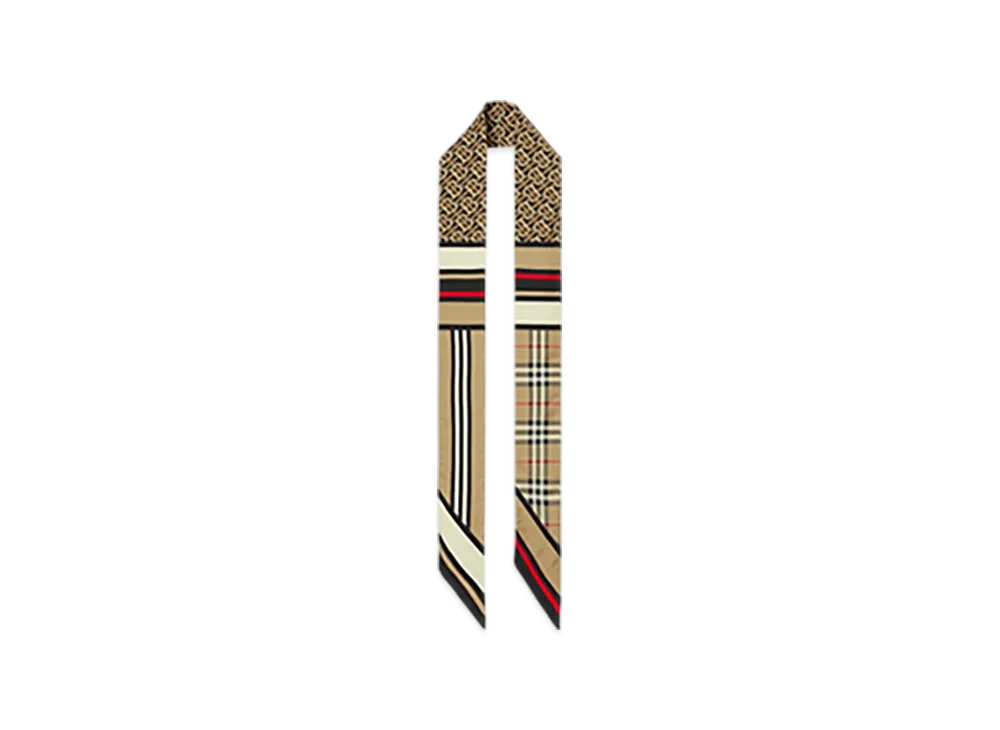 Burberry Skinny Montage Silk Scarf "Archive Beige"