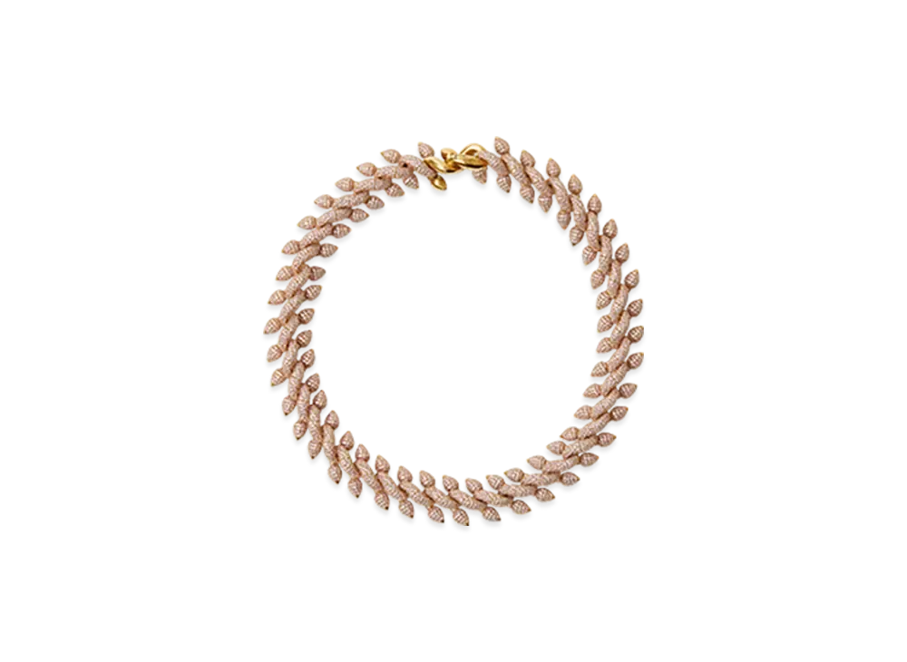 Burberry Spear Pave Chain Necklace "Gold/Pink"