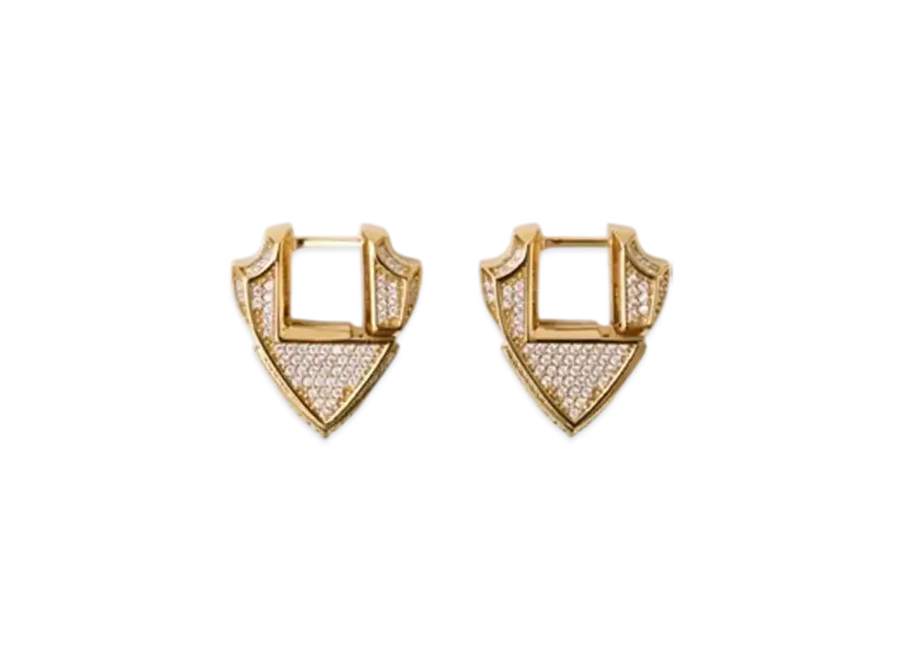 Burberry Small Shield Pave Earrings "Gold/Clear"