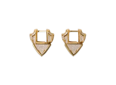 Burberry Small Shield Pave Earrings "Gold/Clear"