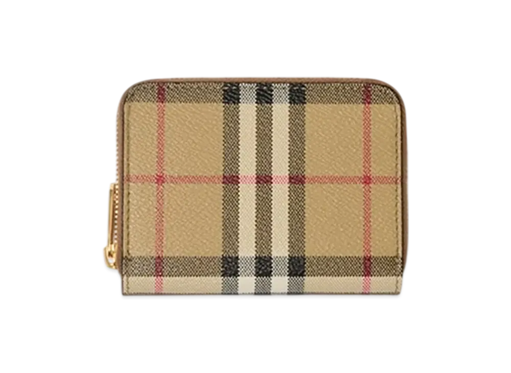 Burberry Small Check Zip Wallet "Archive Beige/Briar Brown"