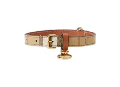 Burberry Small Check Dog Collar "Archive Beige/Briar Brown"