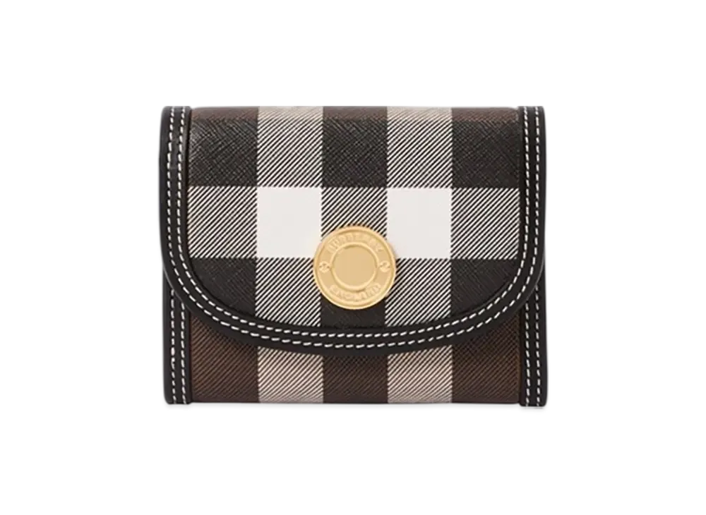 Burberry Small Check Folding Wallet "Dark Birch Brown"