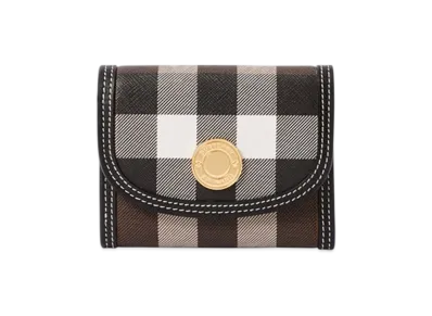Burberry Small Check Folding Wallet "Dark Birch Brown"