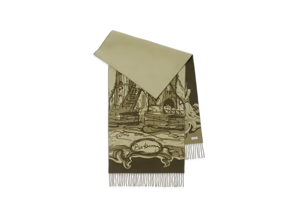 Burberry Tower Bridge Cashmere Scarf "Hunter"