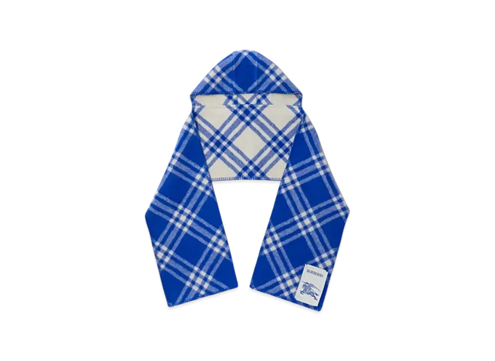 Burberry Check Wool Hooded Scarf "Night"