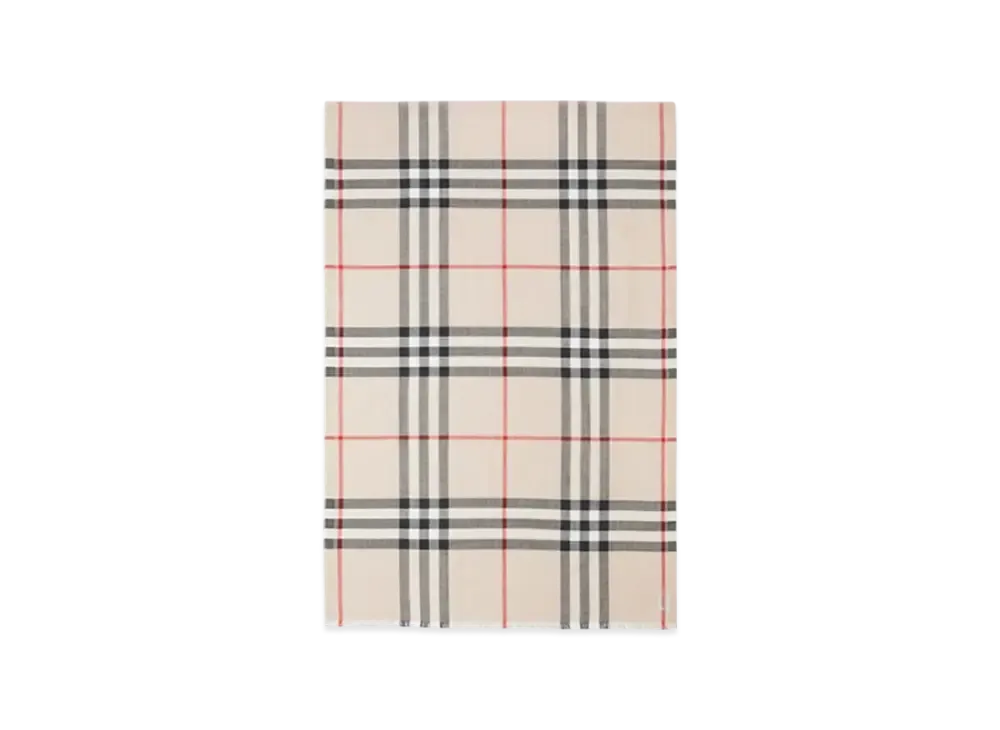 Burberry Check Wool Silk Scarf "Stone"