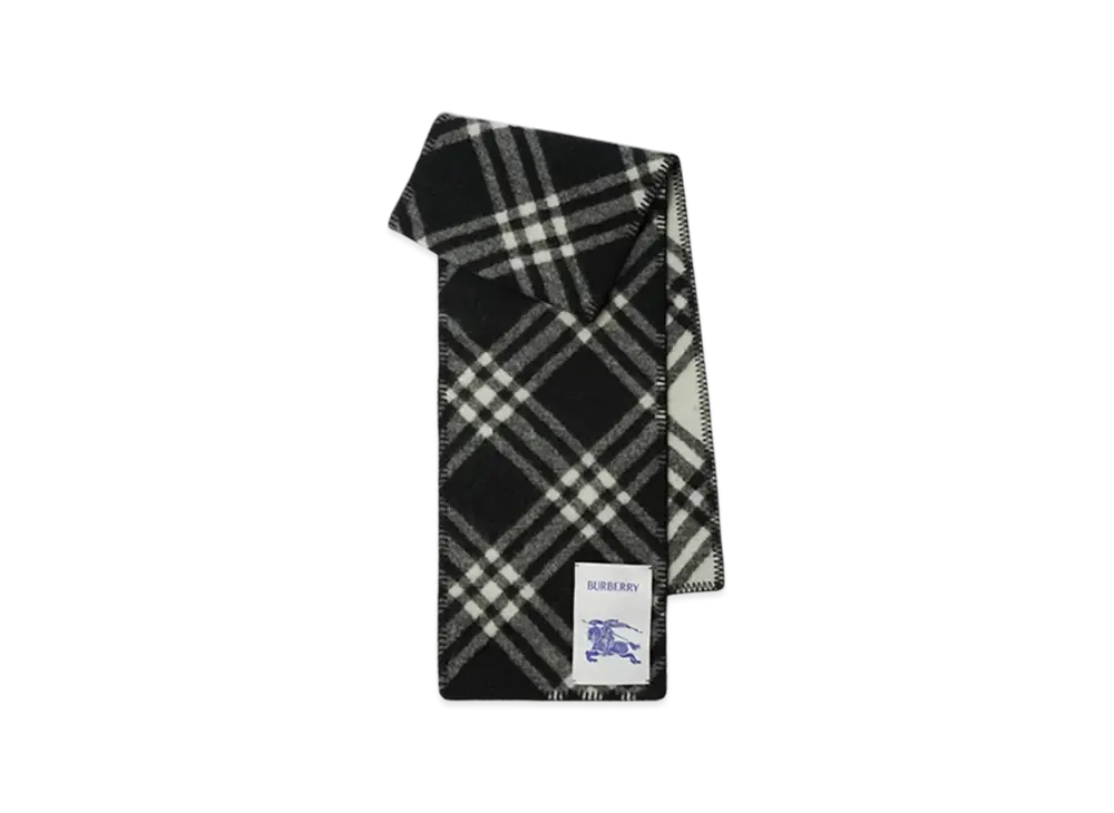 Burberry Check Wool Scarf "Black"