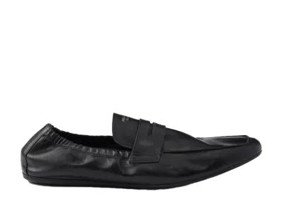 PRADA Shuffle Antiqued Leather Loafers "Dark Brown"