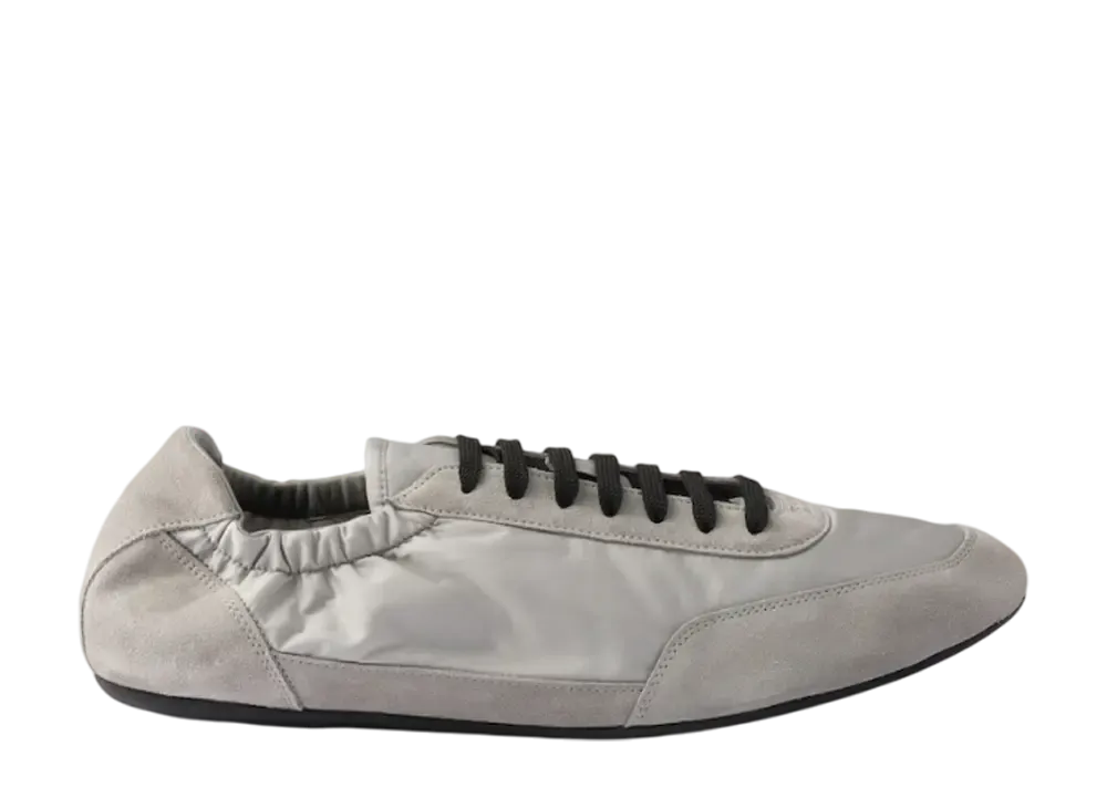 PRADA Collapse Re-Nylon and Suede Elasticized Sneakers "Cloudy Gray"