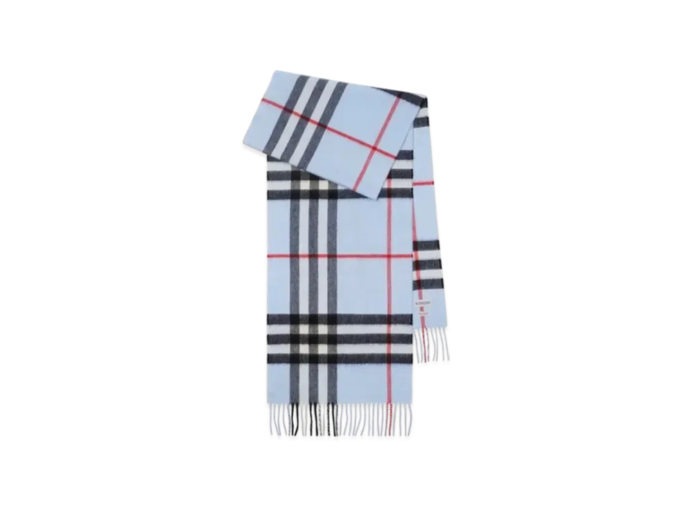 Burberry Check Cashmere Scarf "Pale Blue"