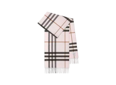 Burberry Check Cashmere Scarf "Pale Candy Pink"