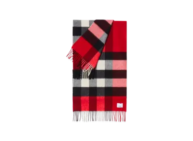 Burberry Check Cashmere Scarf "Red"