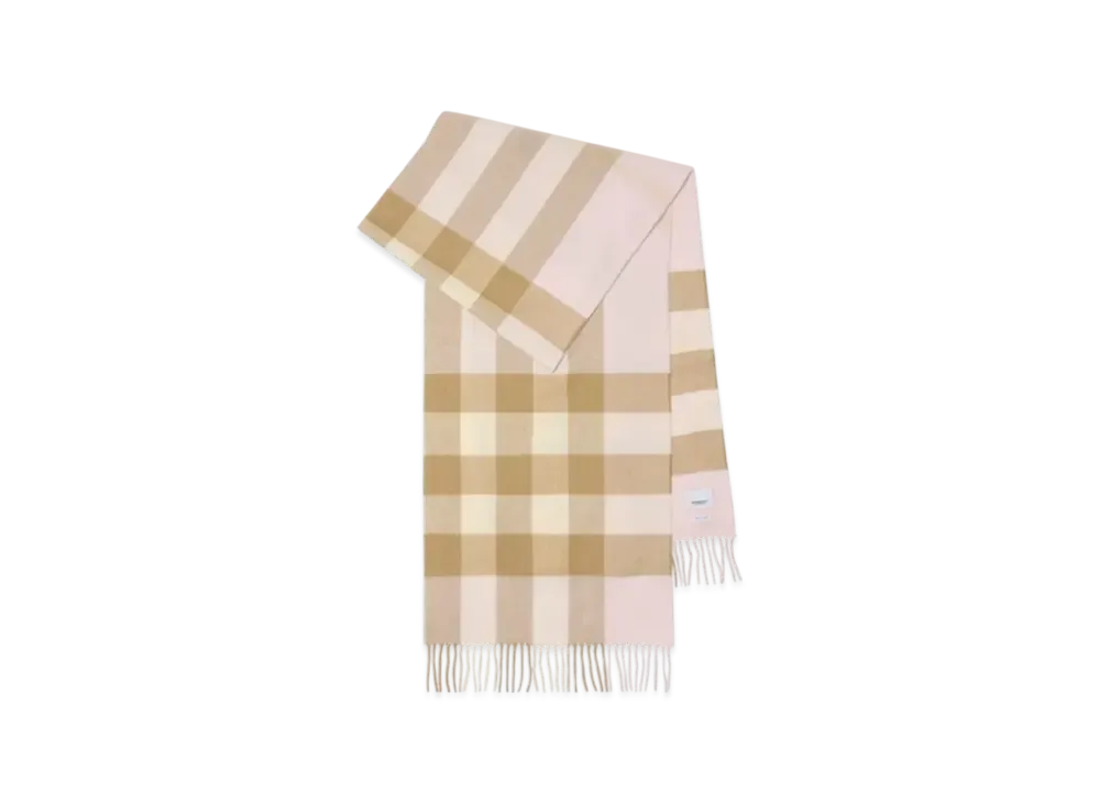 Burberry Check Cashmere Scarf "Alabaster Pink"