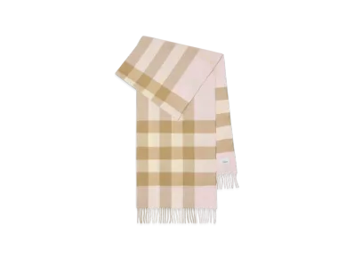 Burberry Check Cashmere Scarf "Alabaster Pink"