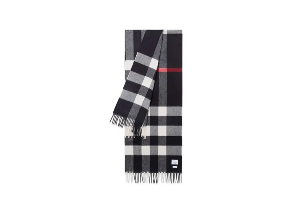 Burberry Check Cashmere Scarf "Navy"
