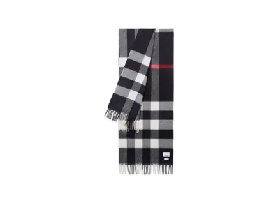 Burberry Check Cashmere Scarf "Navy"