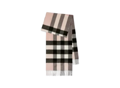 Burberry Check Cashmere Scarf "Ash Rose"