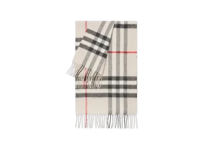 Burberry Check Cashmere Scarf "Stone"