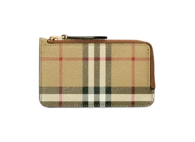 Burberry Check Zip Card Case "Archive Beige/Briar Brown"
